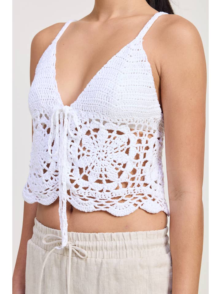 White CROCHET LACE TOP for wholesale on Faire