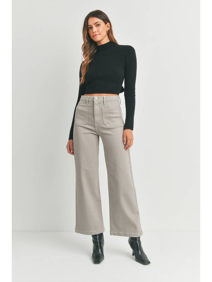 JUST BLACK DENIM - Wholesale Jeans - Women's - BP433J - MOONSTONE - Patch Pocket Wide Leg