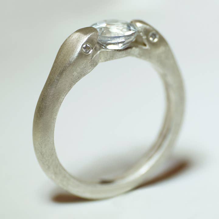 Double Headed Snake Ring in Sterling Silver for wholesale by Michelle Chang