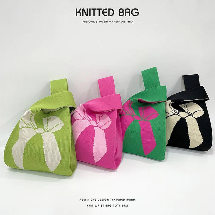 ACCITY - Wholesale Tote Bag - Women's - WOMEN SIMPLE BOW KNITTED HANDBAG_CWAB1544