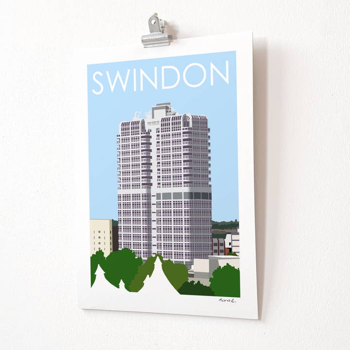 Swindon DMJ Tower A4 Print for wholesale by dona B drawings