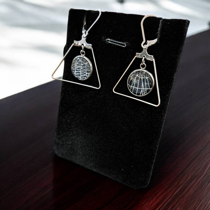 Hell Kitten RVA - Wholesale Dangle Earrings - Real Spiderweb Artsy Abstract Dangles