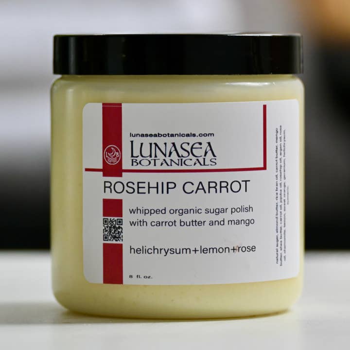 Rosehip Carrot Brightening Whipped Sugar Polish for wholesale by lunasea botanicals