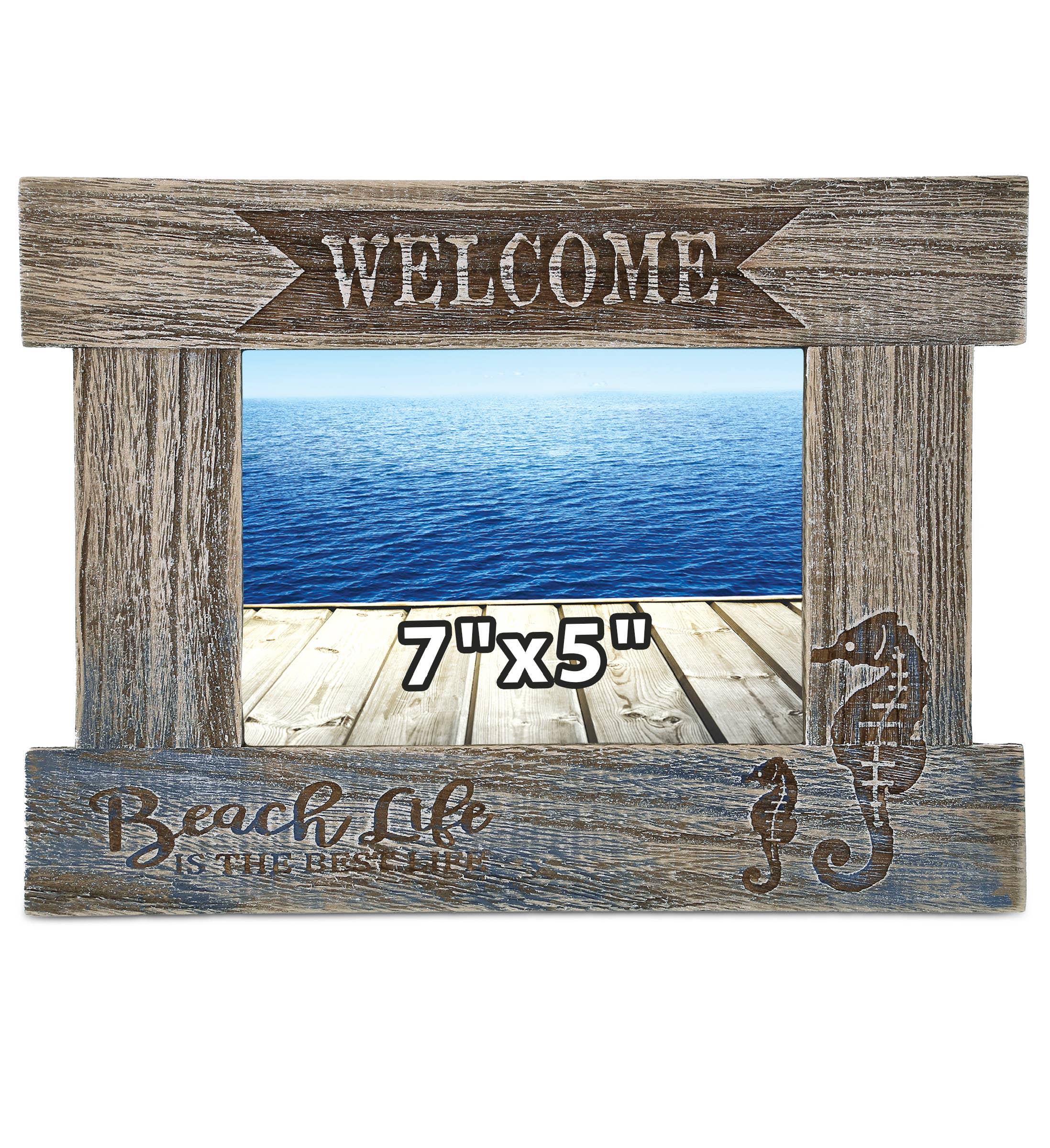 Cota Global – wholesale Picture frame – Nautical - Driftwood Sea Horse Photo Frame 7X50