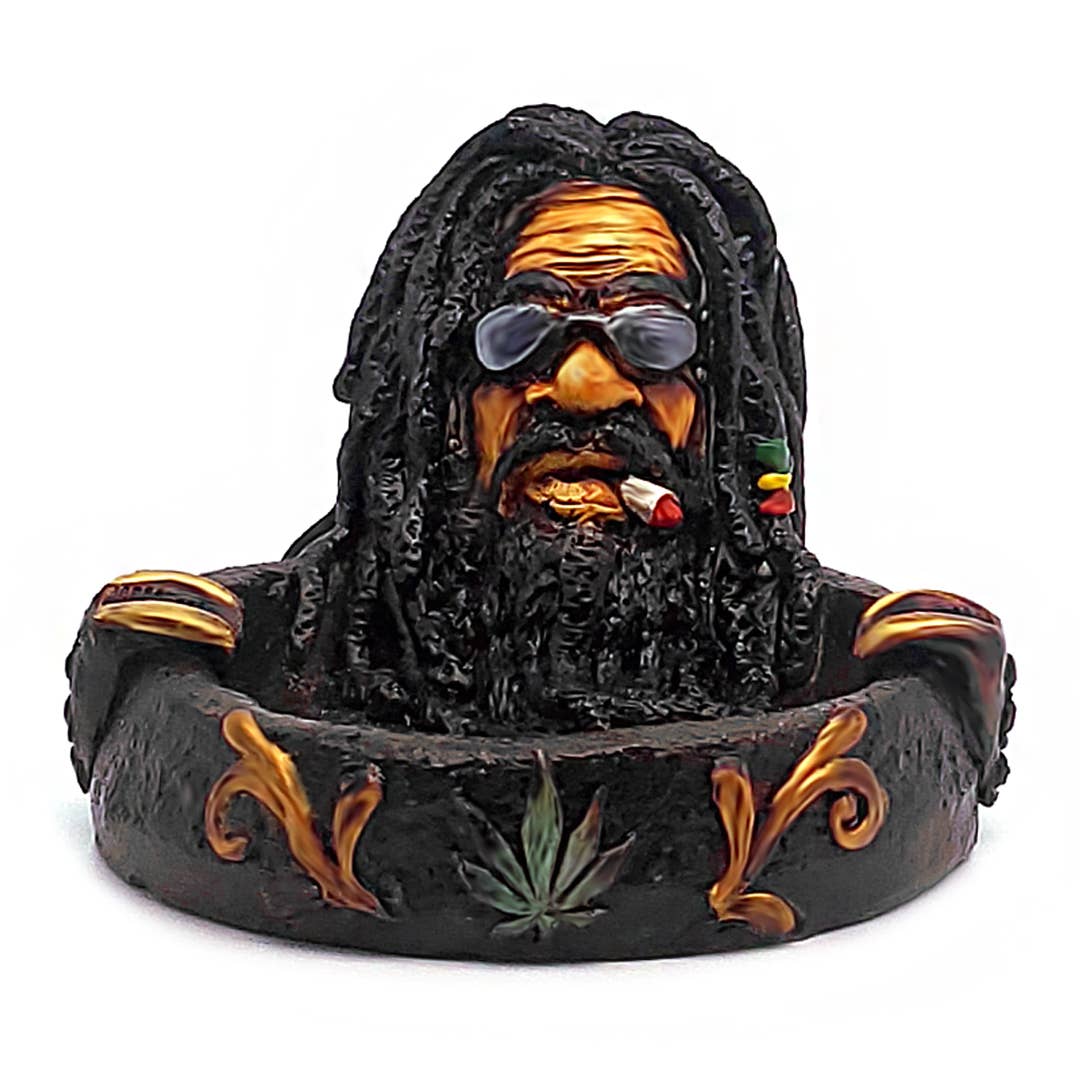 Pichincha - Wholesale Ashtray - Smoking Bob Rasta Man Figurine Round Ash Tray1