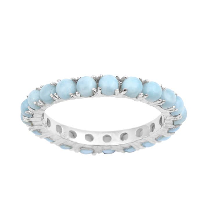 Full Eternity 2 Ctw Larimar Sterling Silver Stapelbar ring för kvinnor för wholesale av Star Joya