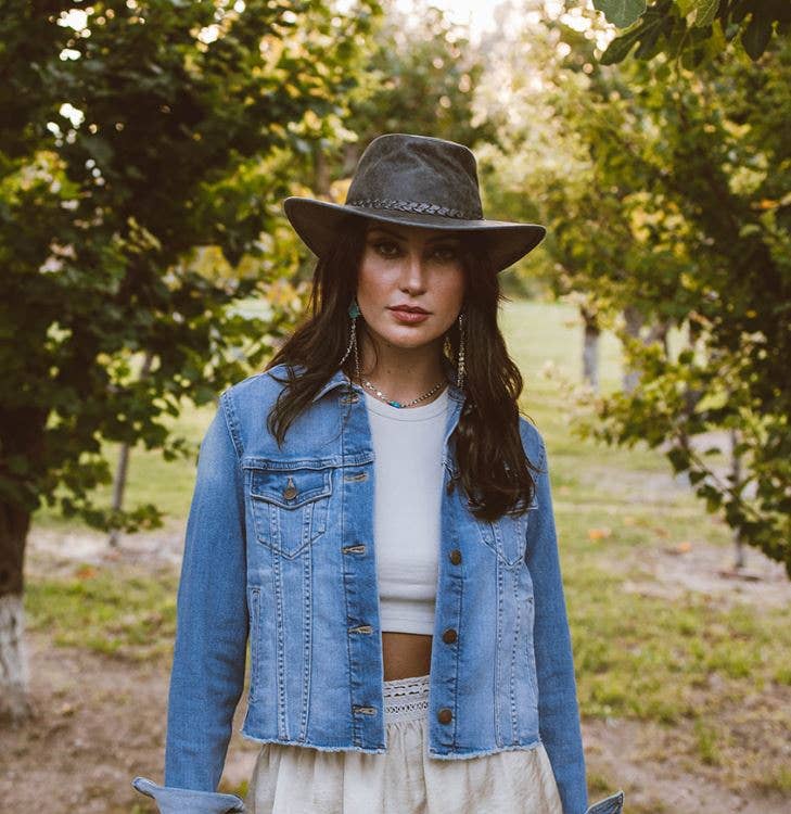 American Hat Makers - Wholesale Cowboy Hat - Unisex - Genuine Leather Crushable Outback Hat - Style Crusher9