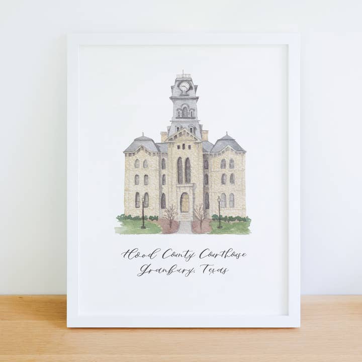 Granbury Courthouse Watercolor Art Print (Copy) for wholesale by Jenny Lemoine Design