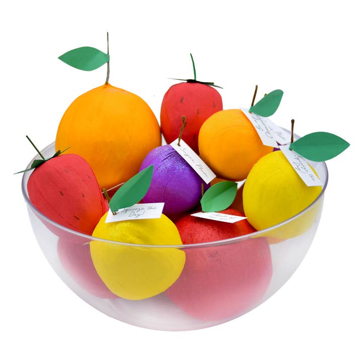 Lot de 12 boules surprise aux fruits - Bol de présentation en option pour la vente par TOPS Malibu