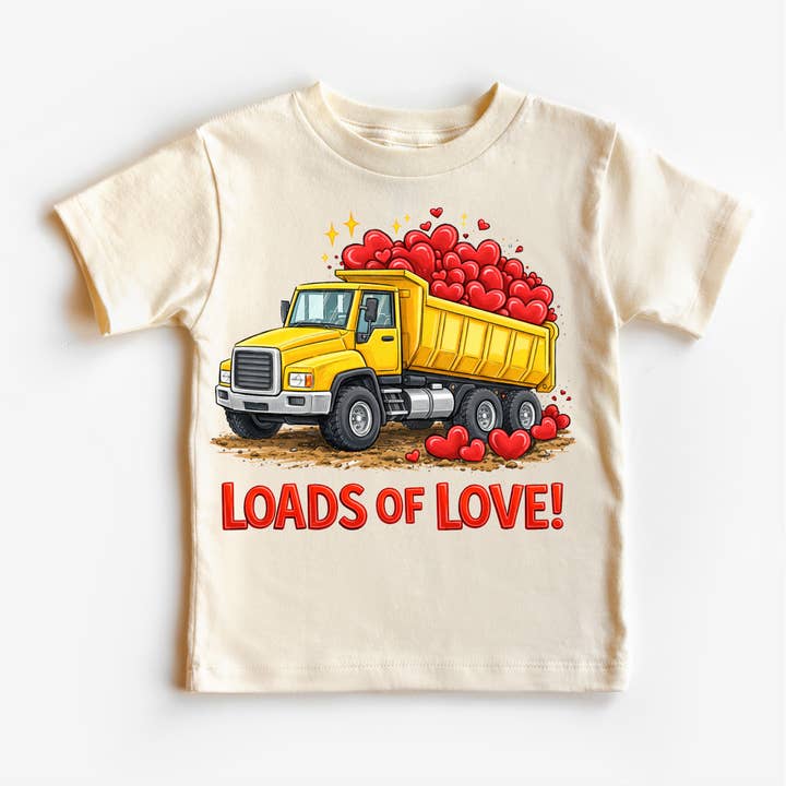 Massor av kärlek Dump Truck Alla hjärtans dag-tröja - Pojkars byggkonstruktions Alla hjärtans dag-t-shirt för wholesale av Madi Moosh