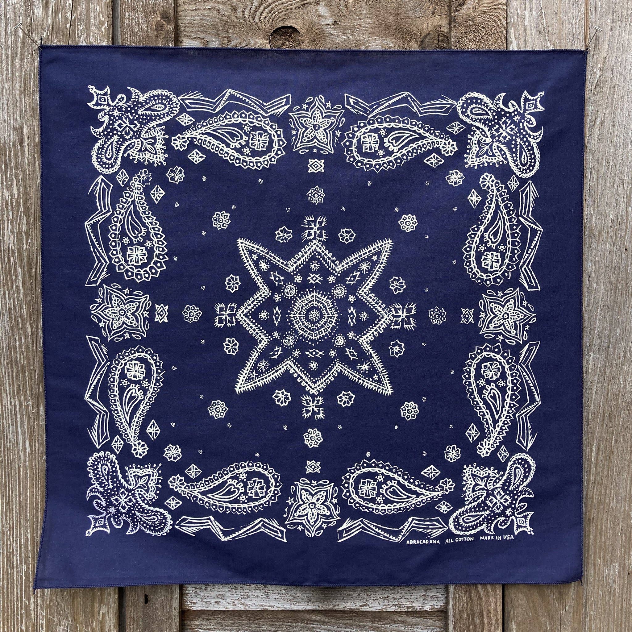 Abracadana - Wholesale Bandana - Unisex - Navy Sketchy Paisley Bandana2