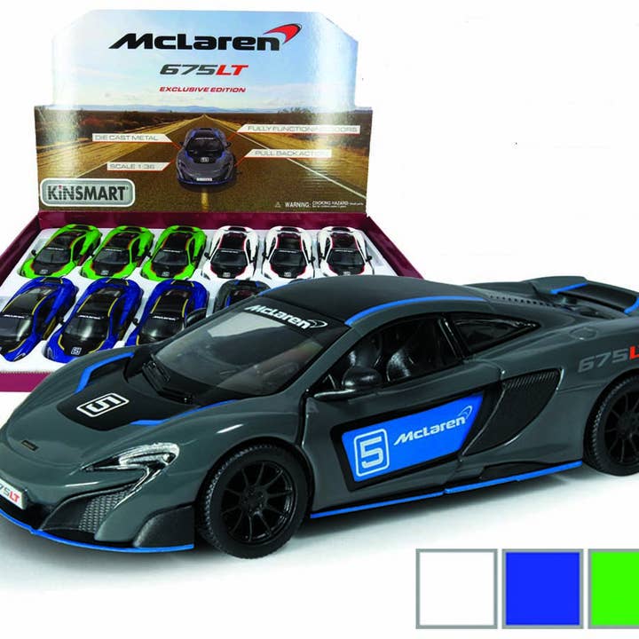 5 „MCLAREN 675LT met BEDRUKTE spuitgietauto voor wholesale door Luna Die-cast Cars