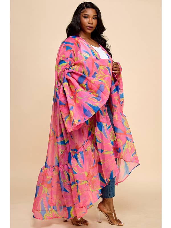 Namatt Design - Wholesale Kimono - Women's - Regular Ruffle Long Sleeve Kimono Cardigan