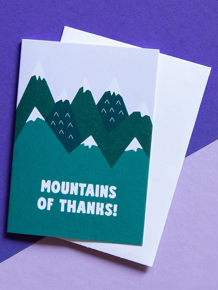 Mountains of Thanks Beilagekarte | Mini-Grußkarte für den Großhandel von Graphic Anthology Greeting Cards