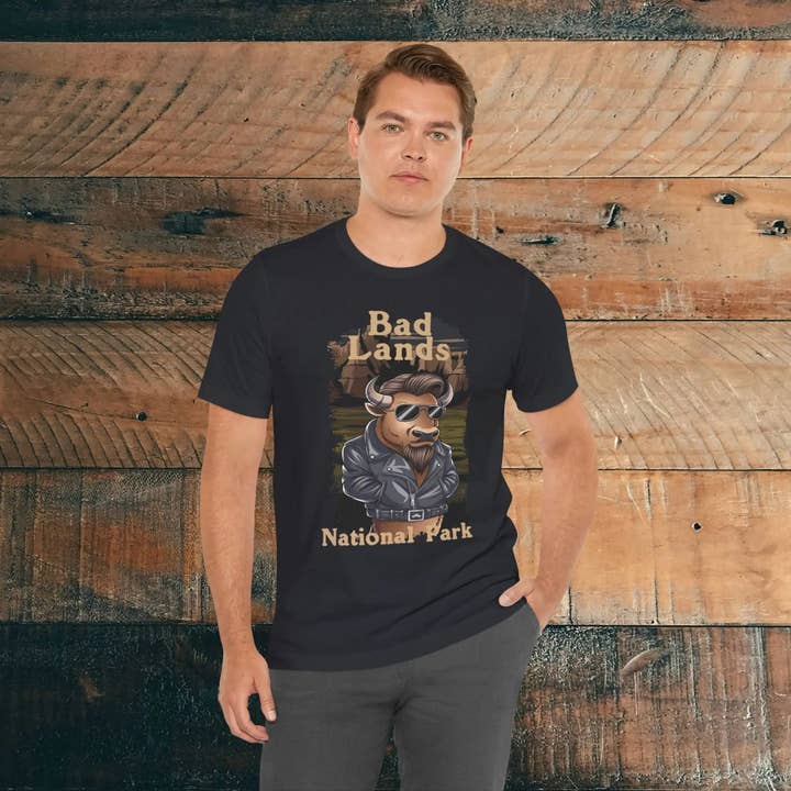 Park Service Apparel - Wholesale Screen Printed T-Shirt - Unisex - Bad Buffalo Badlands National Park Unisex Fit Soft T-shirt