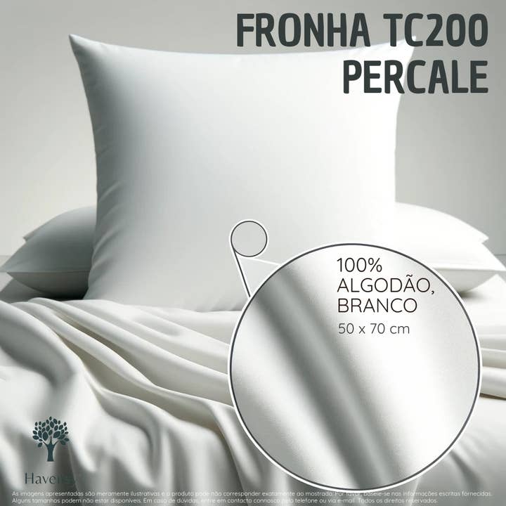 TC200 Percale 100% Cotton Pillowcase, White, With 2 Flaps of 5cm for wholesale by Havensy