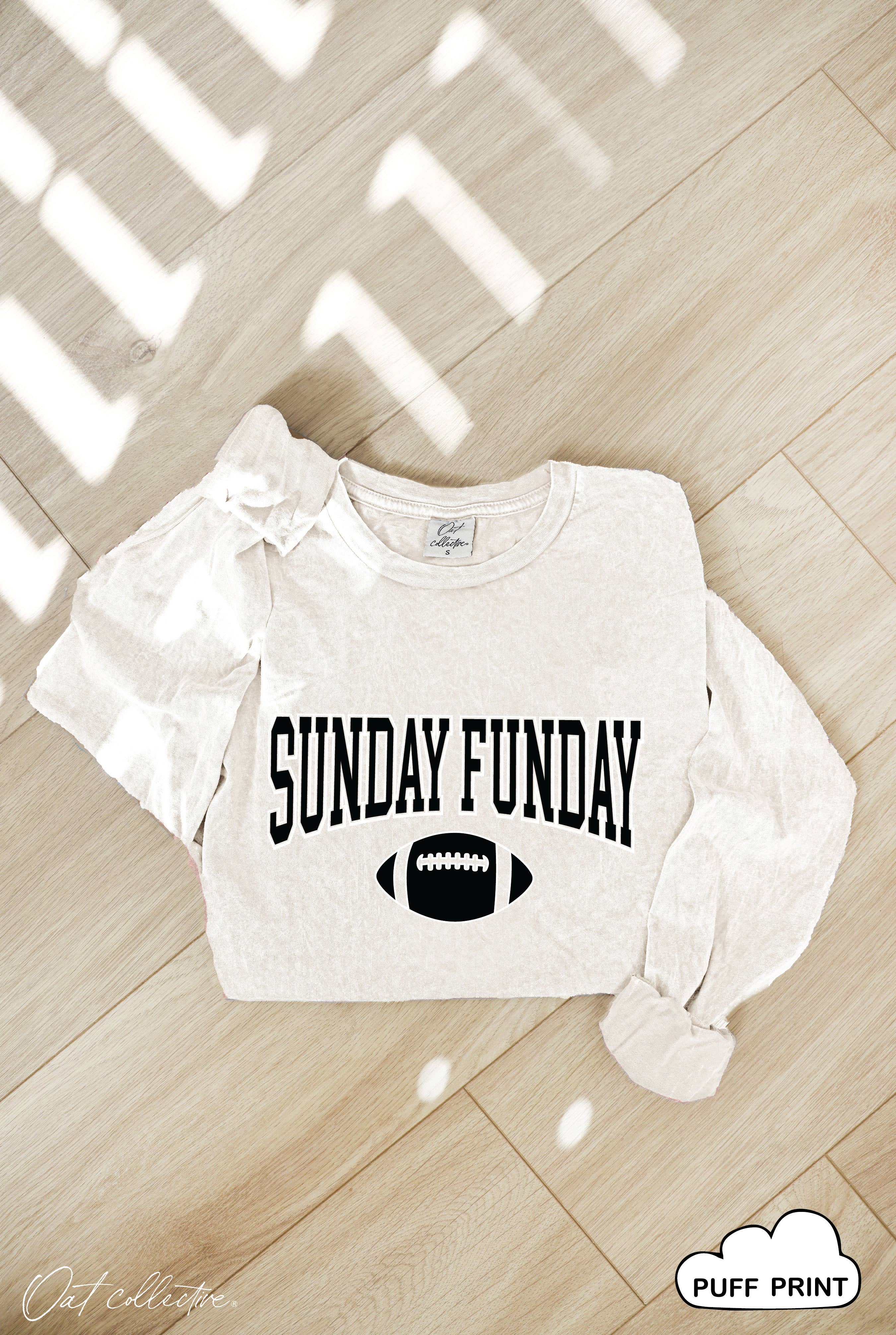 OAT COLLECTIVE - Wholesale Screen Printed T-Shirt - Women's - SUNDAY FUNDAY Mineral Washed Long Sleeve Graphic8