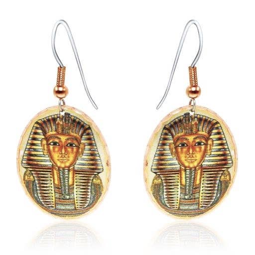 EG 12 gamle egyptiske Tutankhamun maske øreringe for engroshandel hos COPPER ARTS INC.