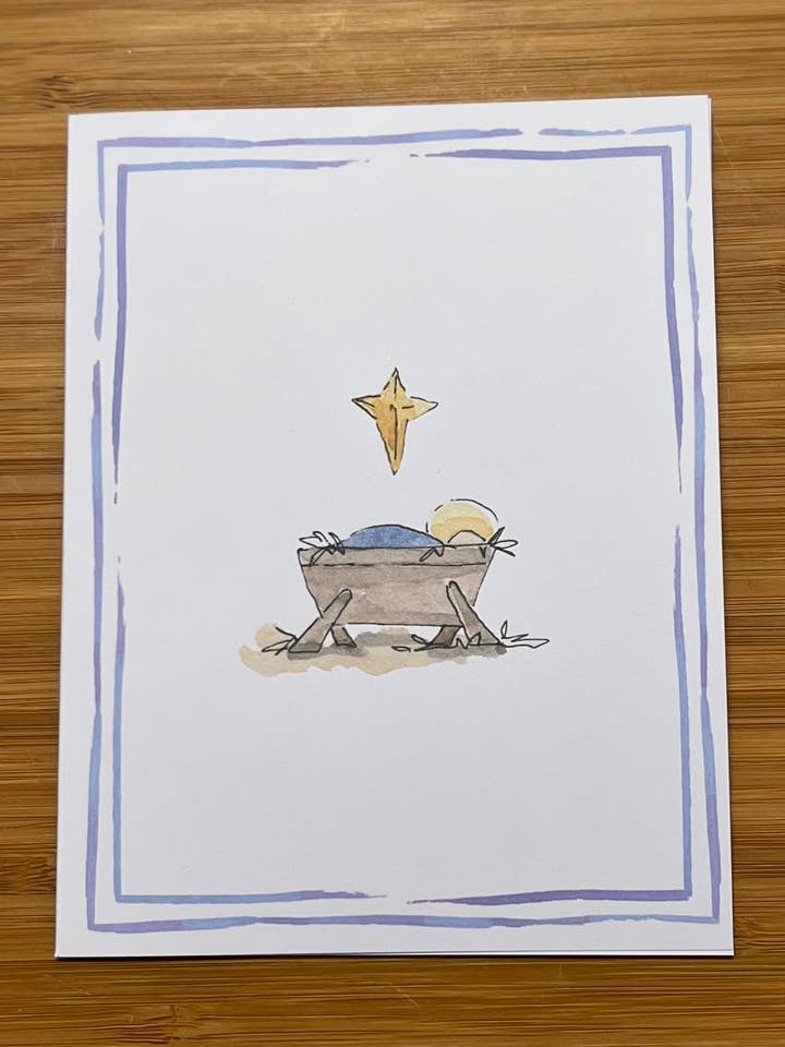 Manger Greeting Card for wholesale by Georgia Lanette Art