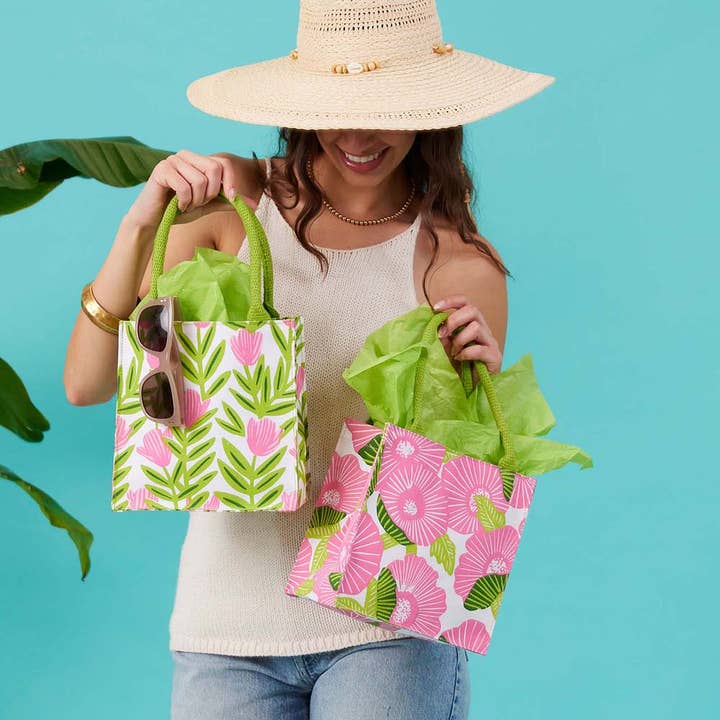 rockflowerpaper - Wholesale Gift Bag - PINK DELIGHT Itsy Bitsy Reusable Gift Bag Tote