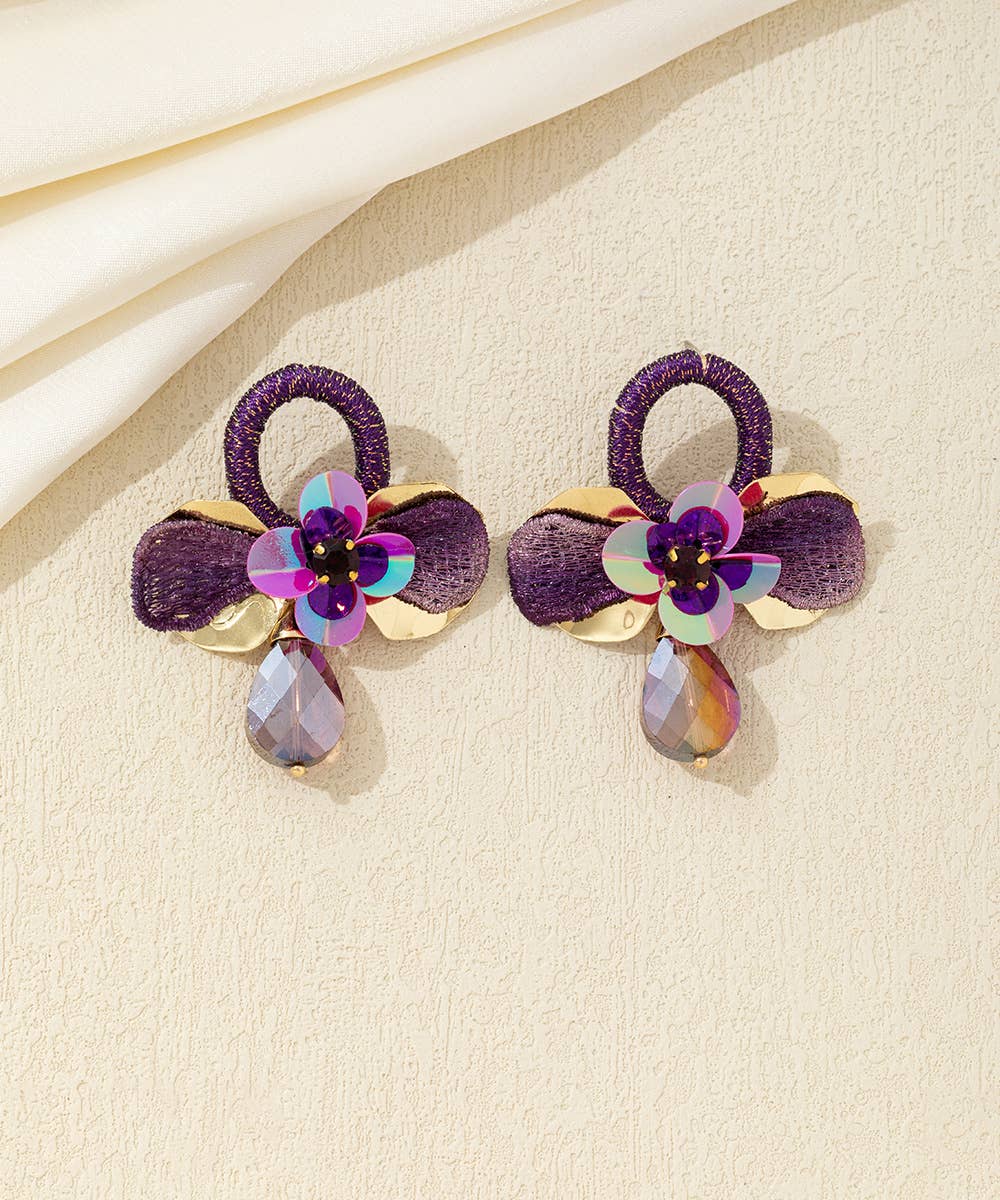 Blossom bijoux - Wholesale Dangle Earrings - Crystal Flower Drop Stud Earrings – 26AHBOL0361