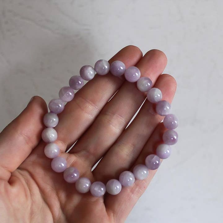 Pebble House - Vente Bracelet de perles - Bracelet en kunzite 8,5-9,5 mm ou 7-8 mm - Cristaux & Pierres