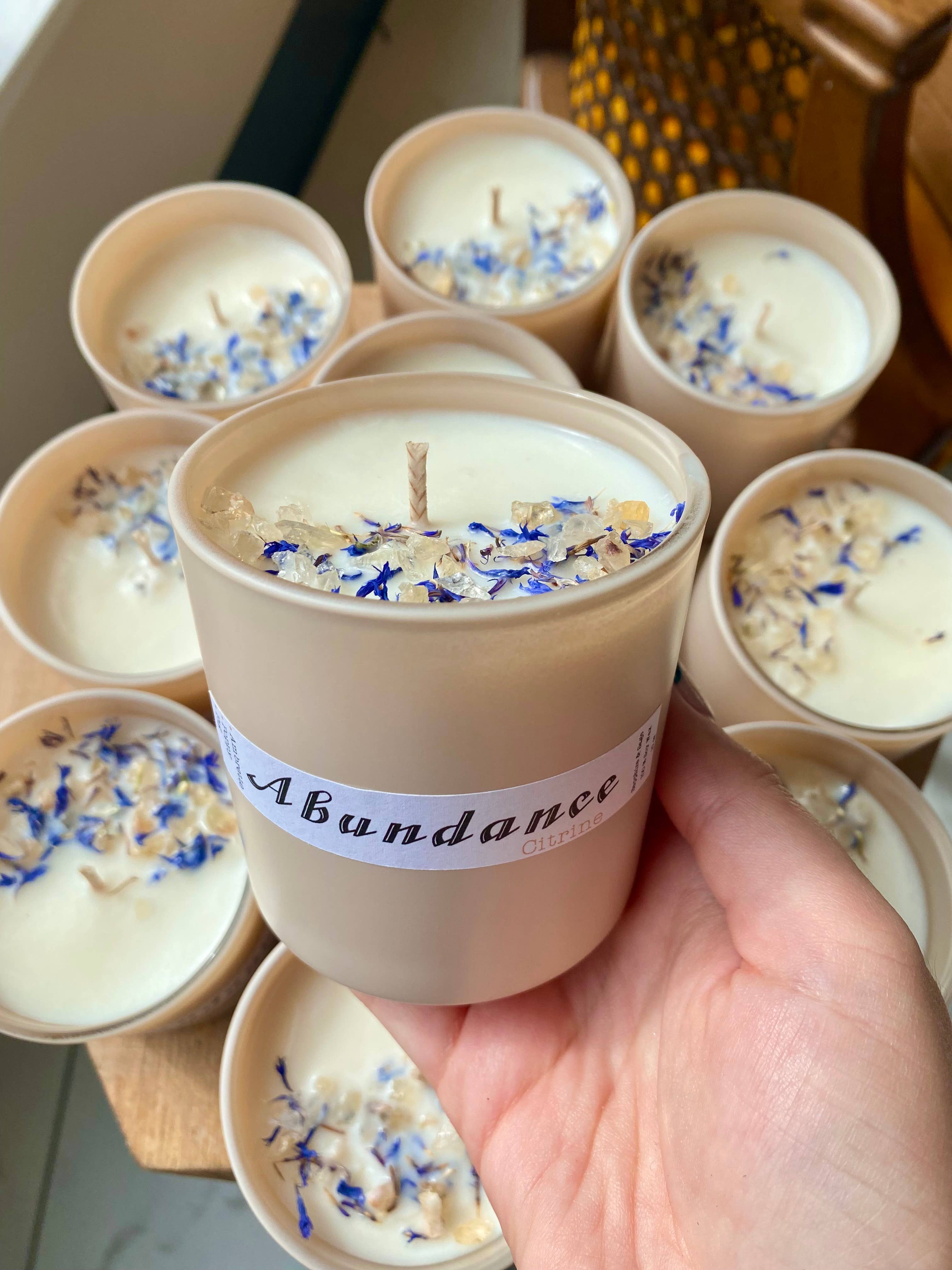 Sapphire & Sage - Wholesale Jar/Filled Candle - Abundance Crystal Candle