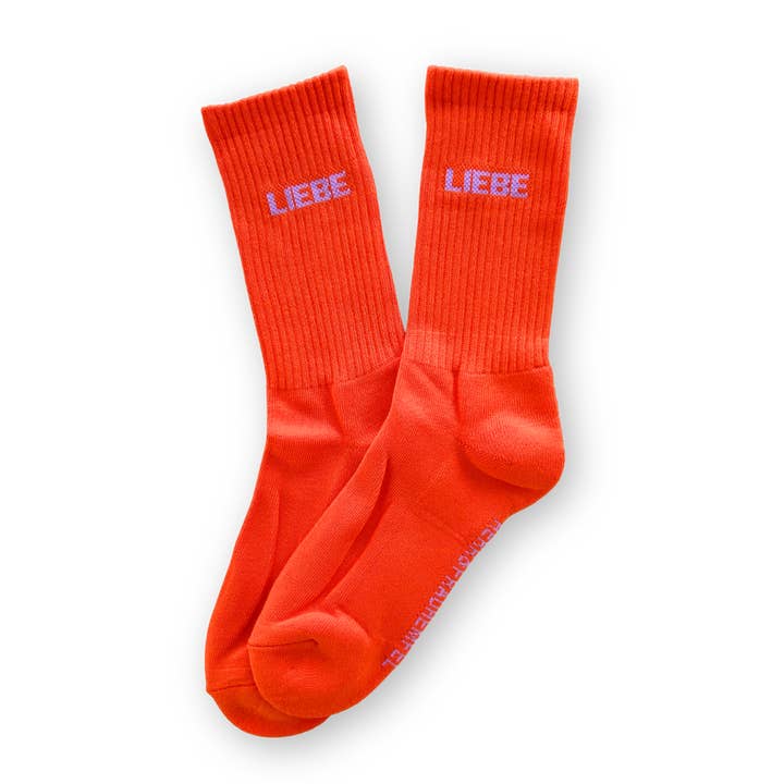 Meias LOVE laranja com lilás por atacado de HERR&FRAUHEMPEL