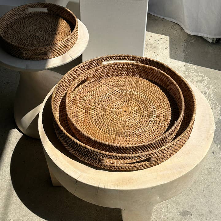 Office Objets - Wholesale Basket - Set of three handcrafted Indonesian wicker baskets in natural rattan (caramel)34