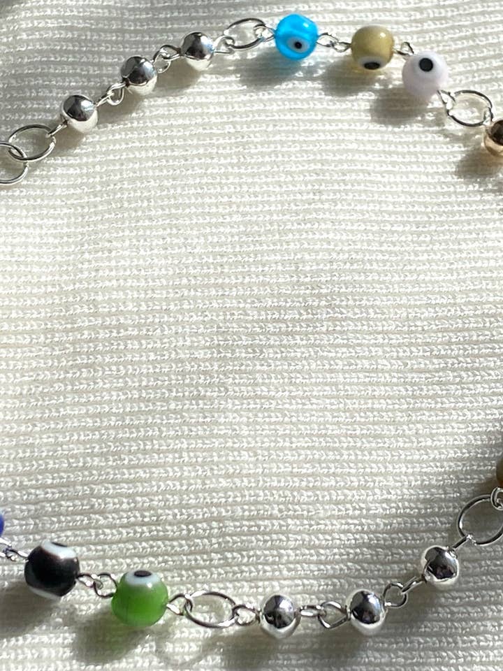 Evil Eye Bracelet-Anklet Silver 925 and 8K gold laminated for wholesale by QURI