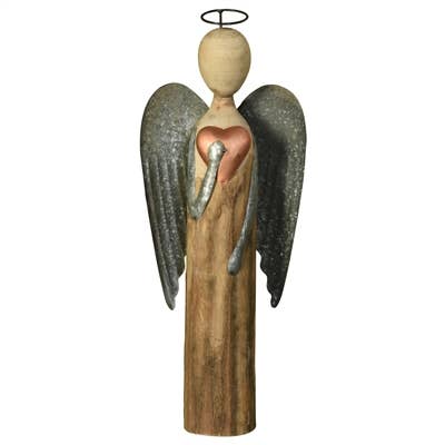 HomArt - Wholesale Decorative figurine - Angel with Heart, Wood & Metal - Lrg2