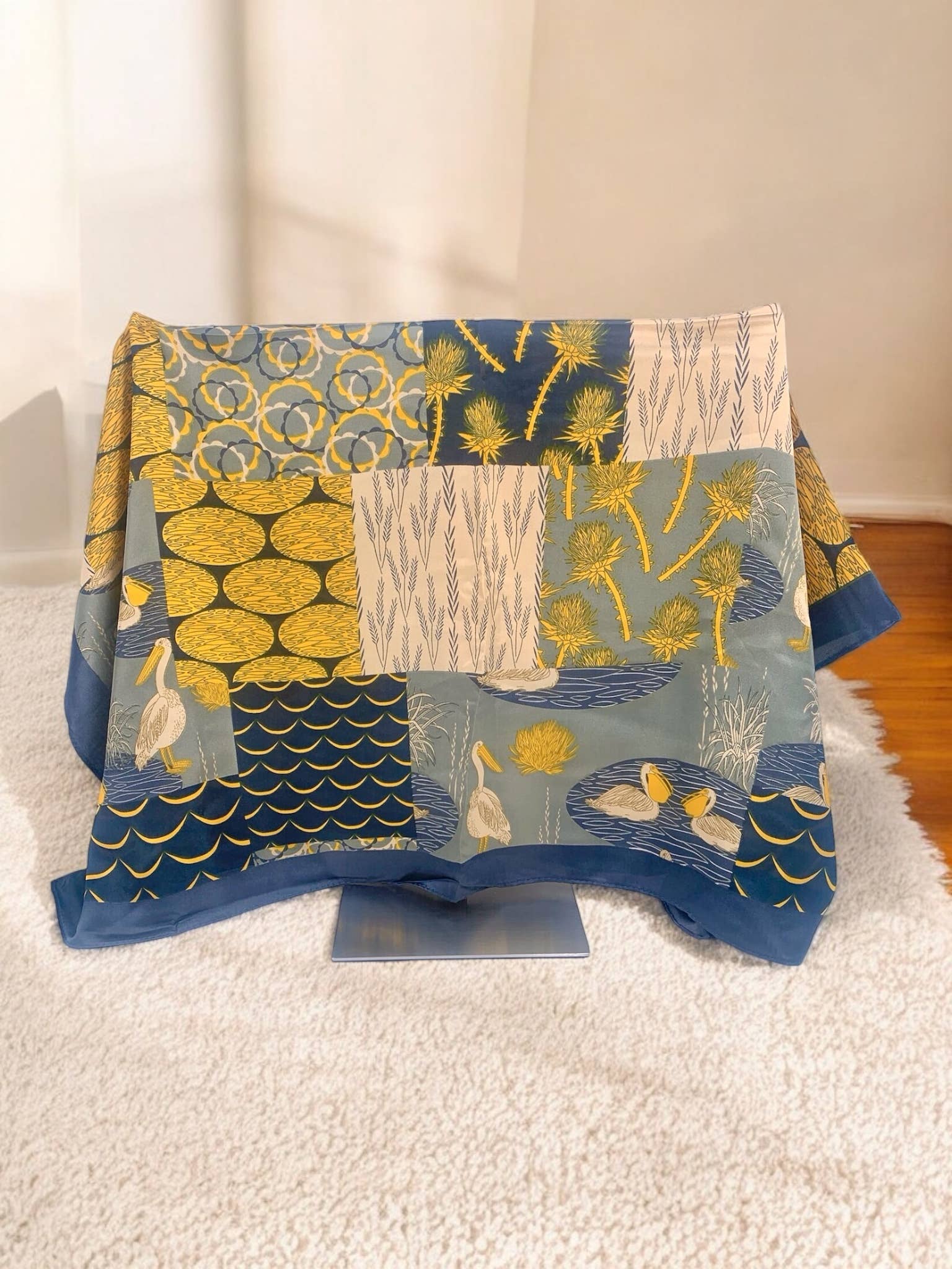 Yellow Patterned scarf 68x68cm FL16 for wholesale on Faire1