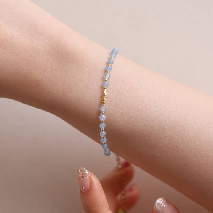 Blue topaz beaded bracelet for wholesale by NabiLondon