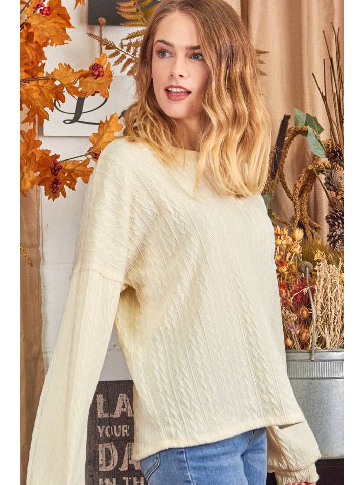 P.S Kate - Wholesale Knit Top - Women's - Textured sweater knit top (P17658)