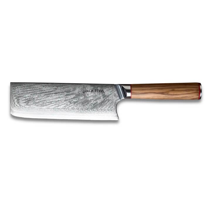 Ginza Steel - Wholesale Kitchen/Utility Knife - MIA X | Cleaver Knife 7" Damascus AUS10 Steel 67 Layer / Olive Wood handle2