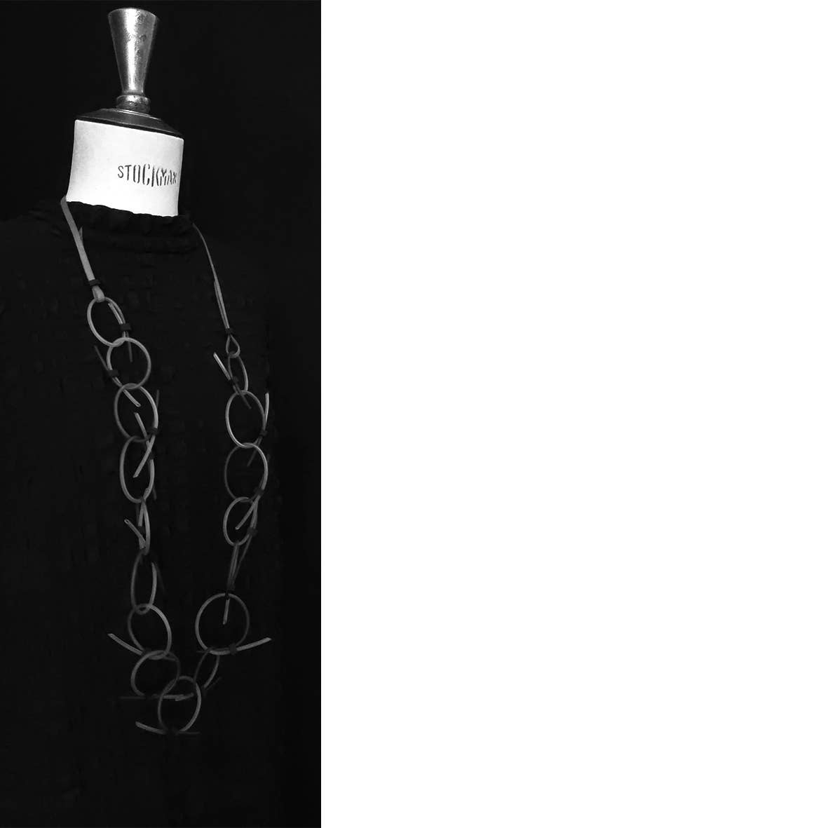 White VITORIA BW long rubber necklace, BLACK&WHITE line for wholesale on Faire2