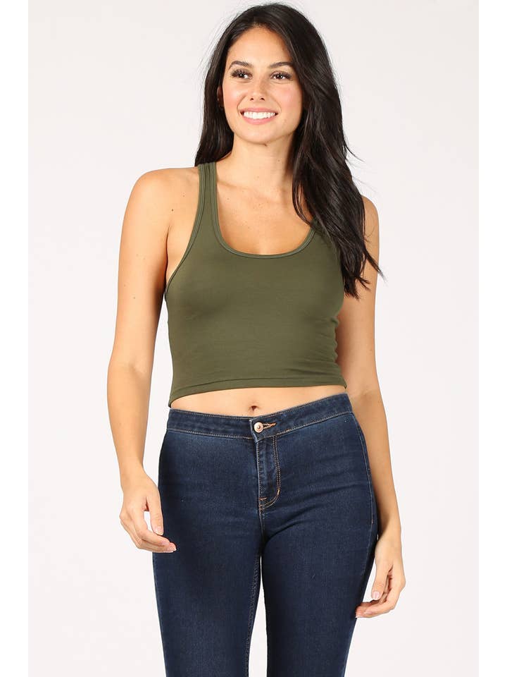 Color 5 - Wholesale Tank Top - Women's - Solid color cotton lycra cropped tank top with racer back12