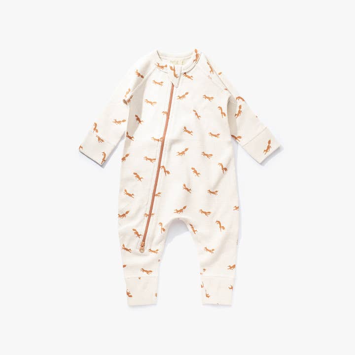 Fox Waffle Zip Romper for wholesale by Sapling Child
