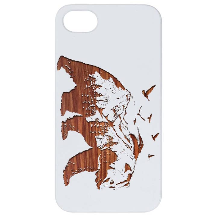 Wit gecoat rozenhout - Bear Landscape 2 Gegraveerd voor wholesale door OTTO CASE