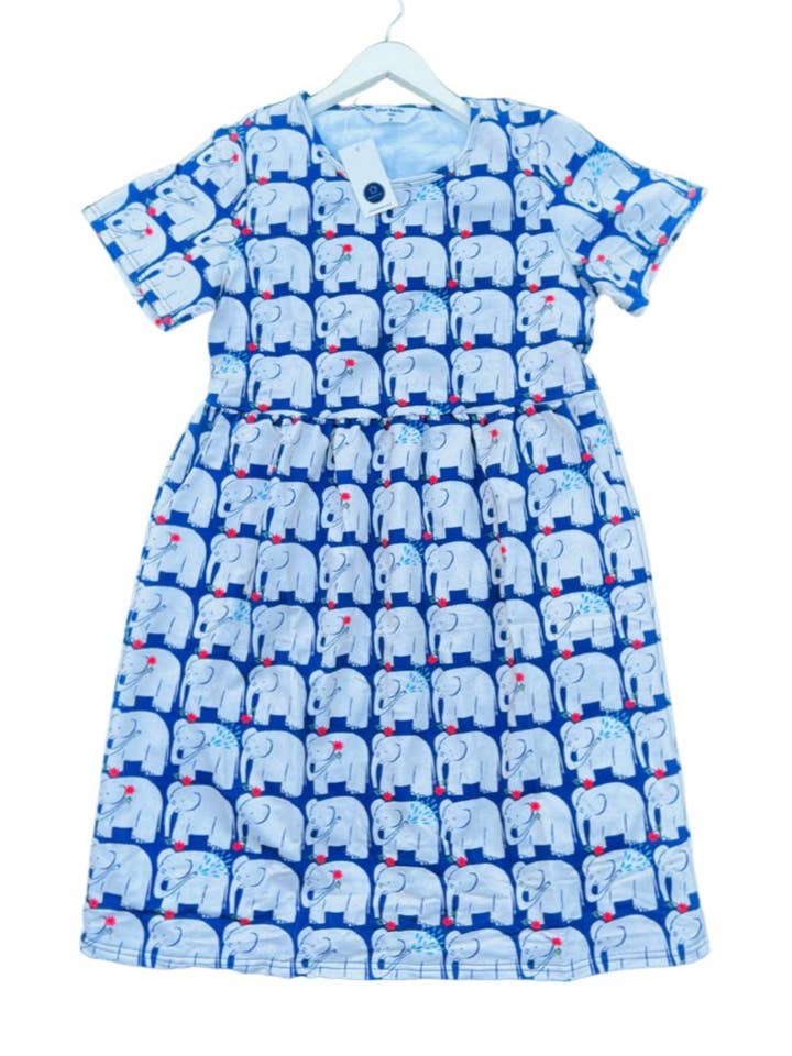 Vestido feliz para mujer en «Happy Elephants» para venta al por mayor de Blue Kettle Designs