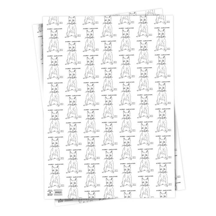 David Shrigley x Brainbox Candy - Wholesale Flat Wrap - David Shrigley Gift Wrap Cat's Penis Pack of 2 Sheets Folded