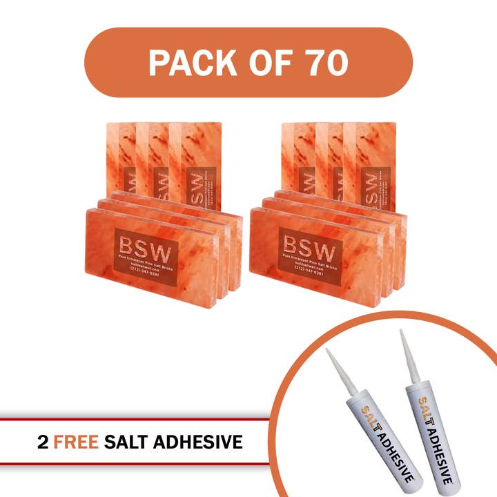 Pink Salt Tiles For Walls - Pack of 70 With 2 Free Salt Adhesive for wholesale by Build Salt Wall
