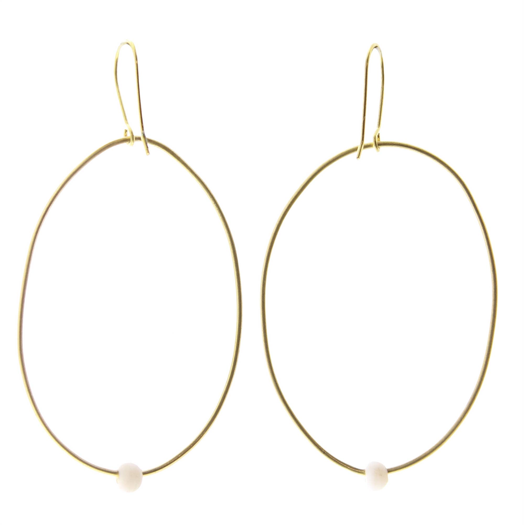 HomArt - Wholesale Dangle Earrings - Lombok Organic Oval Earring - White0