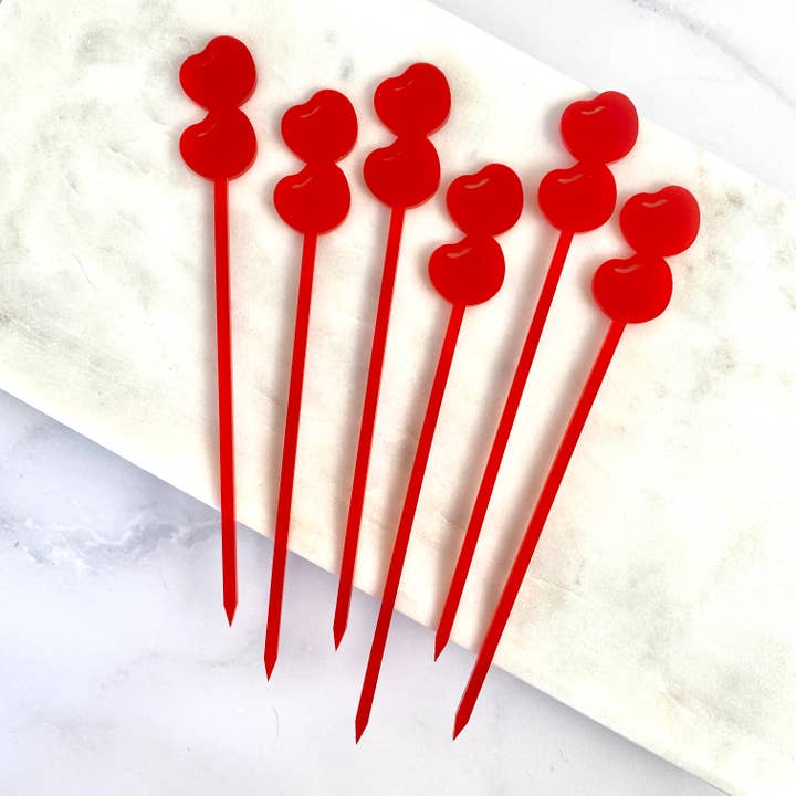 Cure-dents à cocktail avec garniture de cerise pour la vente par Atomic Kraftworks