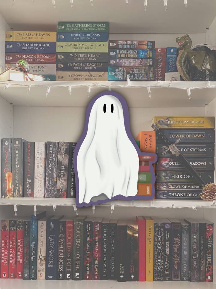 Autocollant Bookish Ghost | Spooky Bookish | Autocollant pour amateurs de livres pour la vente par BareBookish