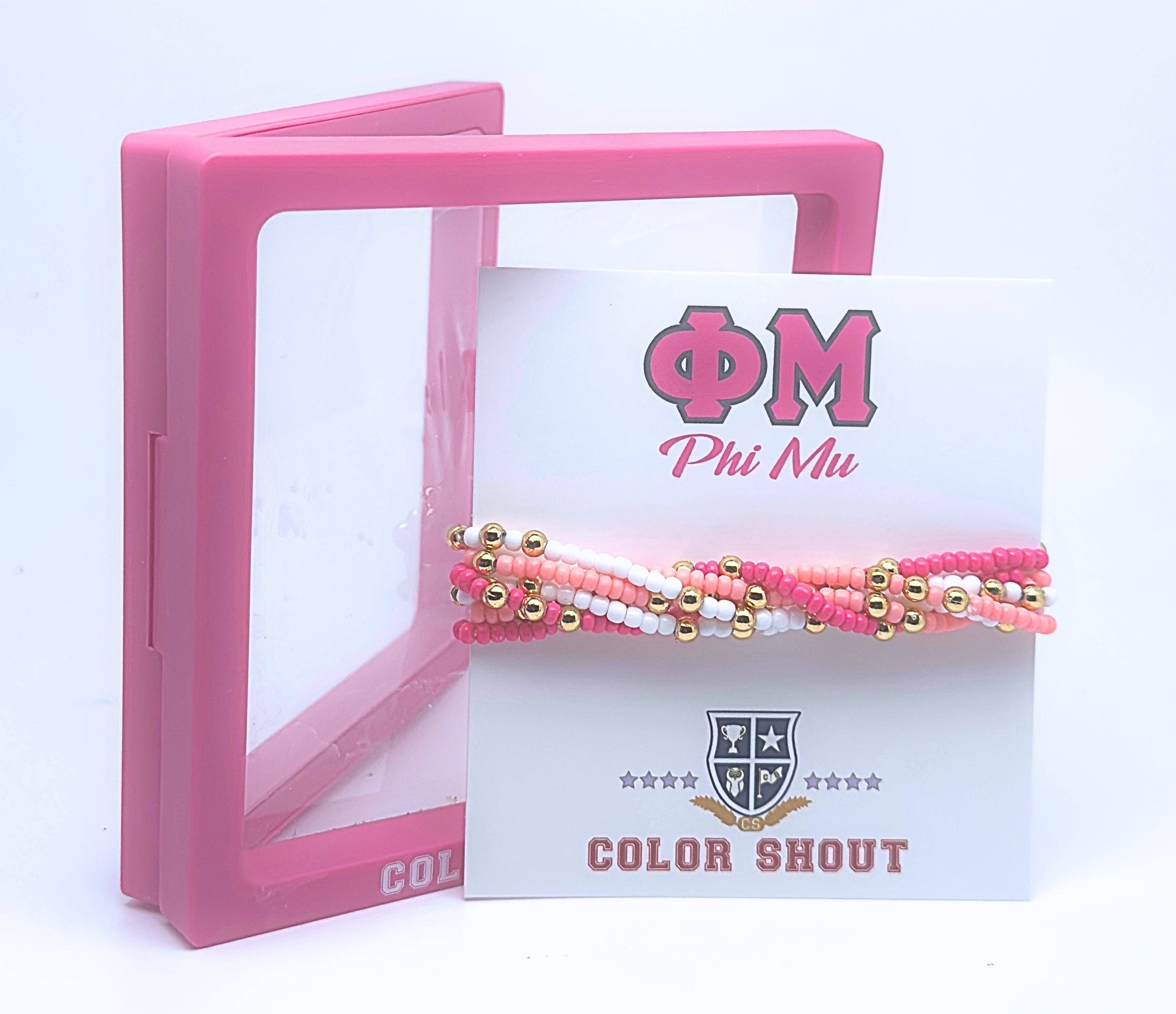 Color Shout – wholesale Smycken – B201 - PM-Phi Mu Färger Stapel: Set med 6 Pärlade Stretcharmband2