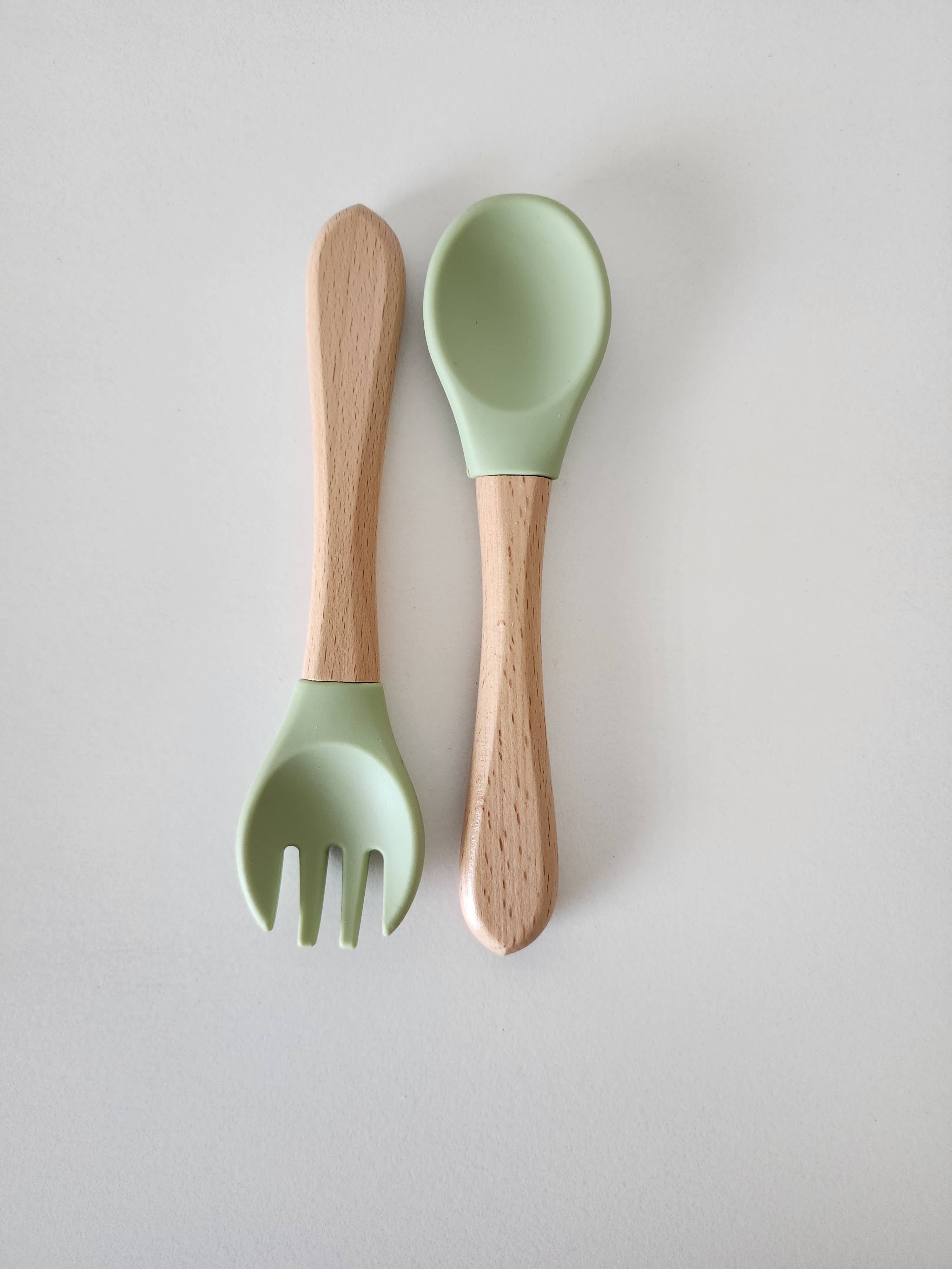 Your Craft Supplier – Conjunto de talheres - Crianças e bebés por atacado – Conjunto de talheres de silicone e madeira | Conjunto de utensílios8
