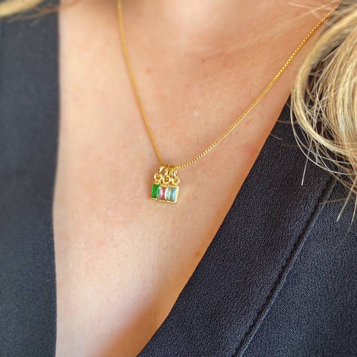 GoldFi - Wholesale Individual Charm/Pendant - 18k Gold Filled Baguette Birthstone Charm