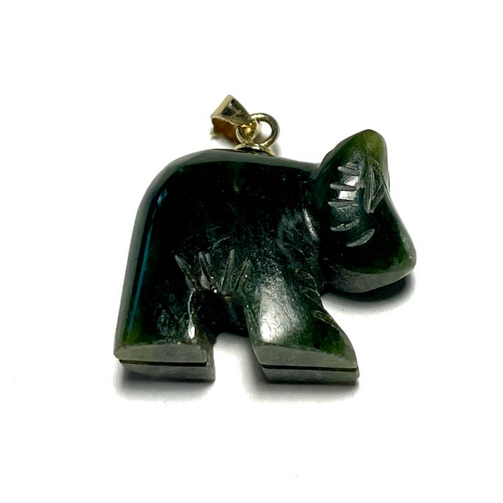 Vintage 1970s Green Jade Bear Pendant | 18K Gold-Plated Bail for wholesale by Whitestone Jewelry Co.