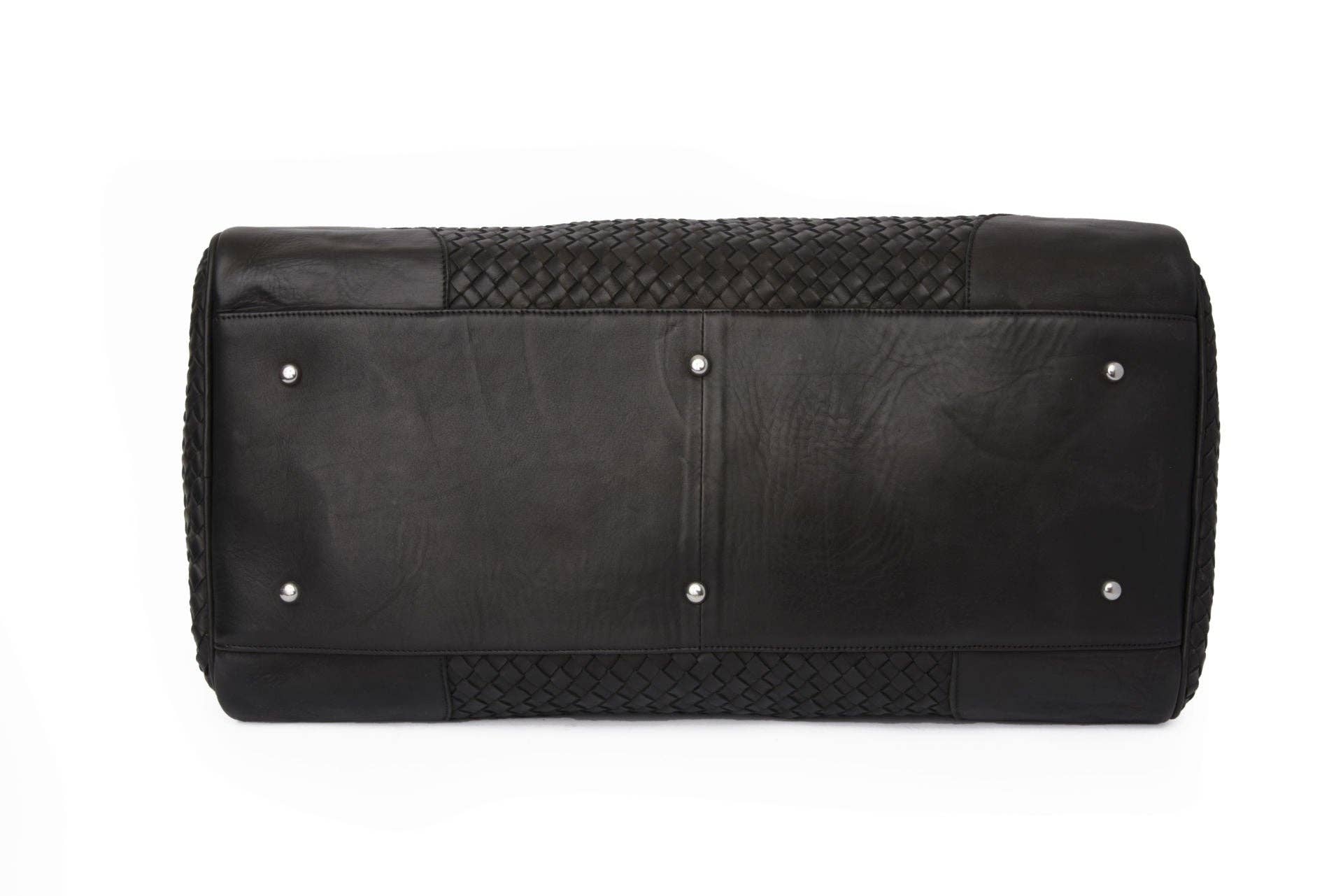 Hides - Wholesale Weekender Bag - Women's - Woven Leather Duffle - Black with Detachable Shoulder Strap11